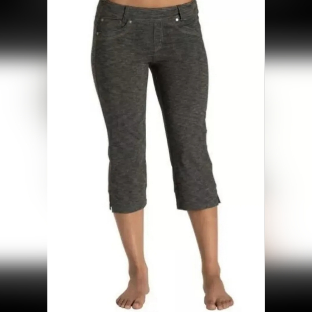Kuhl Mova Kapri Soft Capri Pants Pull On Drawstring Dark Heather Gray Stretch 16